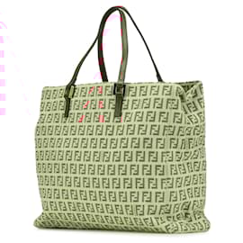 Fendi-Fendi Brown Zucchino Canvas Tote-Brown,Beige,Other