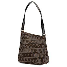 Fendi-Sac à épaule en toile Zucca marron Fendi-Marron