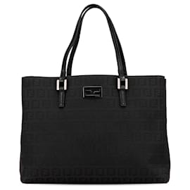 Fendi-Fendi Black Small Zucchino Canvas Tote-Black