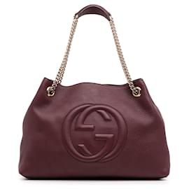 Gucci-Gucci Purple Medium Leather Soho Chain Tote-Purple