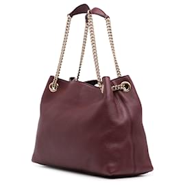 Gucci-Gucci Purple Medium Leather Soho Chain Tote-Purple