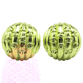 Chanel-Chanel Gold Gold Plated CC Dome Clip On Earrings-Golden