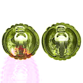 Chanel-Chanel Gold Gold Plated CC Dome Clip On Earrings-Golden