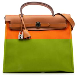 Hermès-Hermès Orange Toile Herbag Zip 31-Other