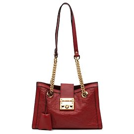 Bolsa Tote pequena Guccissima vermelha com cadeado Gucci Vermelho