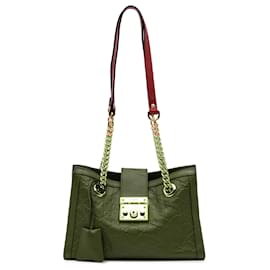 Gucci-Gucci Red Small Guccissima Padlock Tote-Red