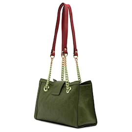 Gucci-Gucci Red Small Guccissima Padlock Tote-Red