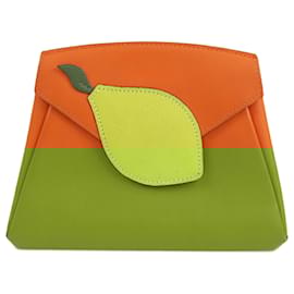 Hermès-Hermès Orange Swift and Chevre Hermail Lemon Tutti Frutti Wallet-Orange,Yellow