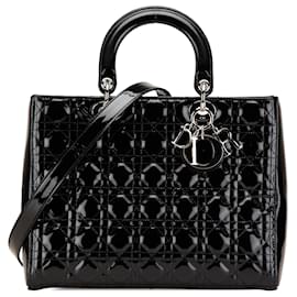 Dior-Dior Black Large Patent Cannage Lady Dior-Black