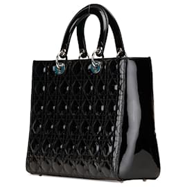 Dior-Dior Black Large Patent Cannage Lady Dior-Black