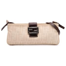 Fendi-Fendi Sac en bandoulière en toile Zucca marron-Marron,Beige