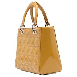 Dior-Dior Yellow Medium Patent Cannage Lady Dior-Yellow,Mustard