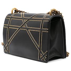 Dior-Dior Black Medium Studded Lambskin Diorama Flap-Black