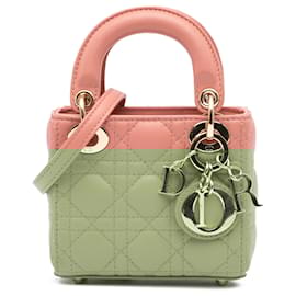 Dior-Dior Pink Micro Lambskin Cannage Lady Dior-Pink