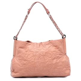 Chanel-Chanel Brown Small Iridescent Calfskin Sea Hit Tote-Brown,Flesh