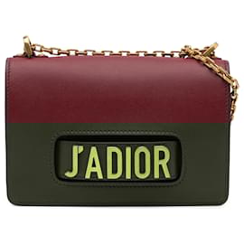 Dior-Dior Red Calfskin J Adior Chain Flap-Red,Dark red