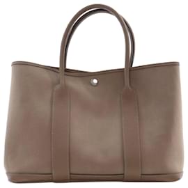 Hermès-Hermès Brown Toile and Negonda Garden Party 36-Brown,Taupe