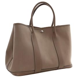 Hermès-Hermès Brown Toile and Negonda Garden Party 36-Brown,Taupe