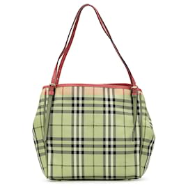 Burberry-Burberry Brown Small Haymarket Check Canvas Canterbury Tote-Brown,Beige