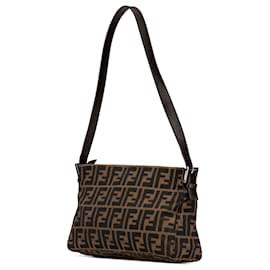 Fendi-Sac à épaule en toile Zucca marron Fendi-Marron