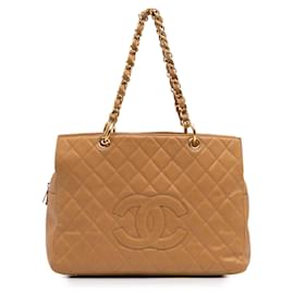 Chanel-Chanel Brown Grand CC Caviar Timeless Tote-Brown,Flesh