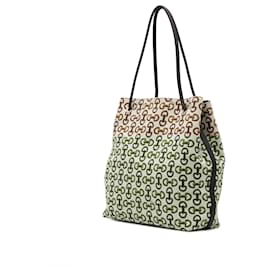 Gucci-Gucci White Horsebit Canvas Gifford Tote-White