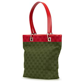 Gucci-Gucci Red GG Canvas Tote-Red