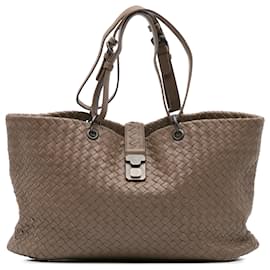 Bottega Veneta-Bottega Veneta Brown Medium Nappa Intrecciato Capri Tote-Brown