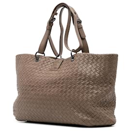 Bottega Veneta-Bottega Veneta Brown Medium Nappa Intrecciato Capri Tote-Brown