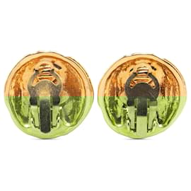 Chanel-Chanel Gold Gold Plated CC Clip On Earrings-Golden