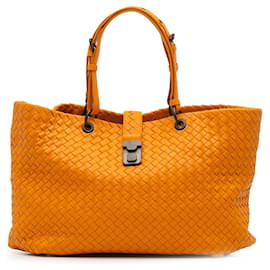 Bottega Veneta-Bottega Veneta Orange Large Nappa Intrecciato Capri Tote-Orange