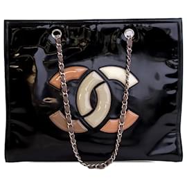 Chanel-Chanel Black Patent CC Lipstick Tote-Black