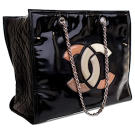 Chanel-Chanel Black Patent CC Lipstick Tote-Black