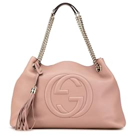 Gucci-Gucci Pink Medium Leather Soho Chain Tote-Pink