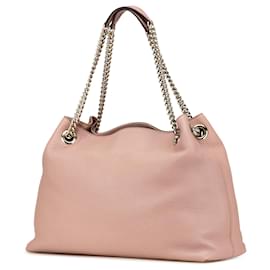 Gucci-Gucci Pink Medium Leather Soho Chain Tote-Pink