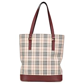 Burberry-Burberry Brown House Check Canvas Tote-Brown,Other,Dark red