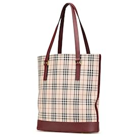 Burberry-Burberry Brown House Check Canvas Tote-Brown,Other,Dark red