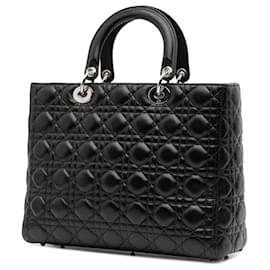 Dior-Dior Black Large Lambskin Cannage Lady Dior-Black