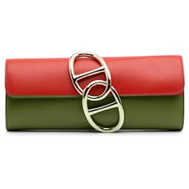 Hermès-Hermès Red Tadelakt Egee Clutch-Red