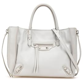 Balenciaga-Balenciaga Gray Mini Leather Papier A4 Satchel-Brown,Grey