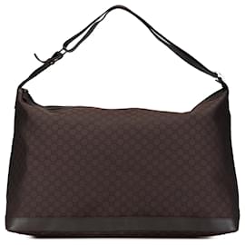 Gucci-Gucci Brown XL GG Nylon Travel Bag-Brown,Dark brown