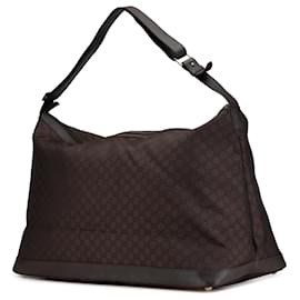 Gucci-Gucci Brown XL GG Nylon Travel Bag-Brown,Dark brown