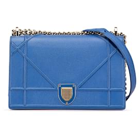Dior-Dior Blue Medium Grained Calfskin Diorama Flap-Blue
