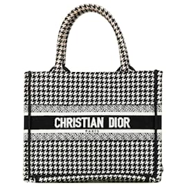 Dior-Dior Black Small Houndstooth Embroidered Book Tote-Black,White