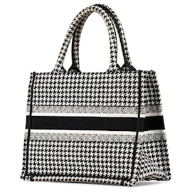Dior-Dior Black Small Houndstooth Embroidered Book Tote-Black,White