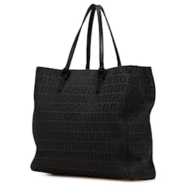 Fendi-Fendi Black Zucchino Canvas Tote-Black