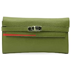 Hermès-Hermès Red Chevre Mysore Kelly Longue Wallet-Red