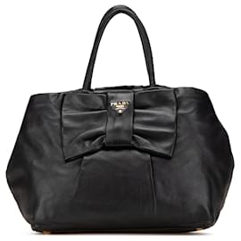 Prada-Prada Black Nappa Fiocco Bow Tote-Black
