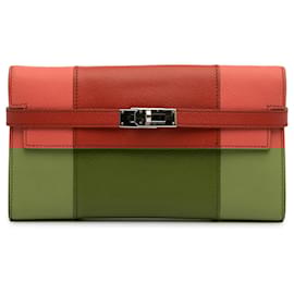 Hermès-Hermès Red Epsom Flag Kelly Longue Wallet-Red,Other