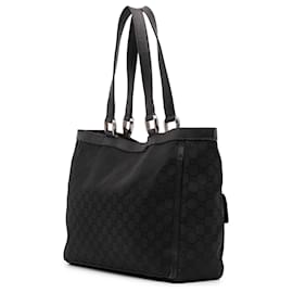 Gucci-Gucci Black GG Canvas Abbey D Ring Pocket Tote-Black